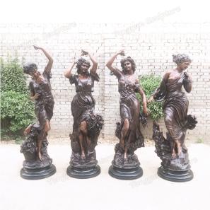 Decorative Outdoor Life Size Bronze Four Seasons Statues Garden Goddess Bronze Lady Sculpture