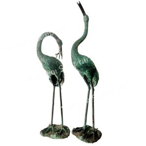 Customized outdoor bronze red crowned crane landscape