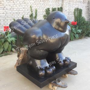 Outdoor Garden Large Casting Brass Black Statue Bronze Fat Bird Sculpture 