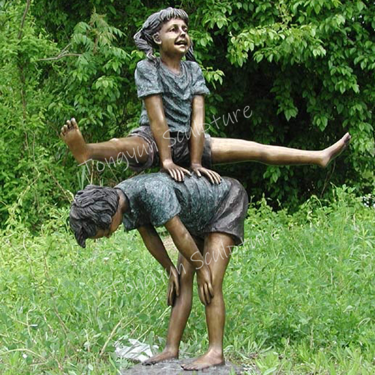 Popular Design Cast Life Size Bronze Sculpture Children Garden Statues