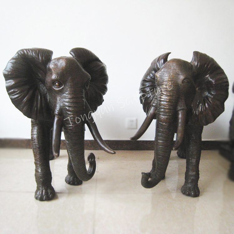 Metal Outdoor Bronze Cast Life Size Elephant Garden Statue