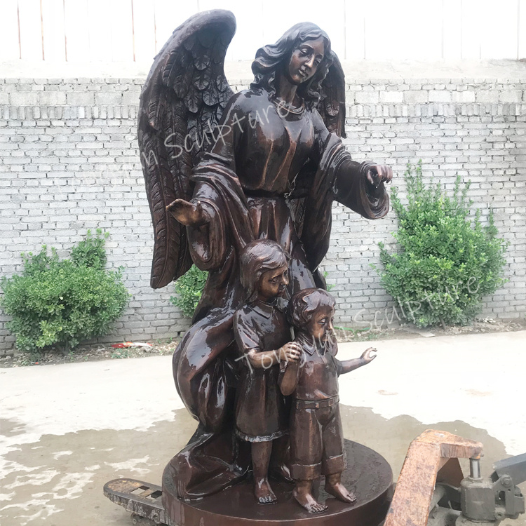 Custom Life Size A bronze Statue Of An  Angel Mother and Child