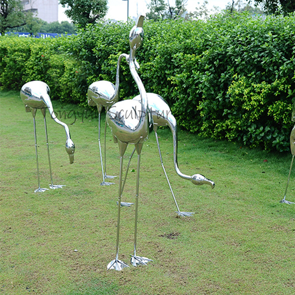 New Stainless Steel Crafts Metal Flamingo Sculpture