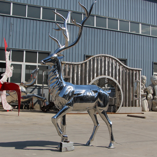 Garden Decorative Large Animal Statue Metal Life Size Stainless Steel Deer Sculpture