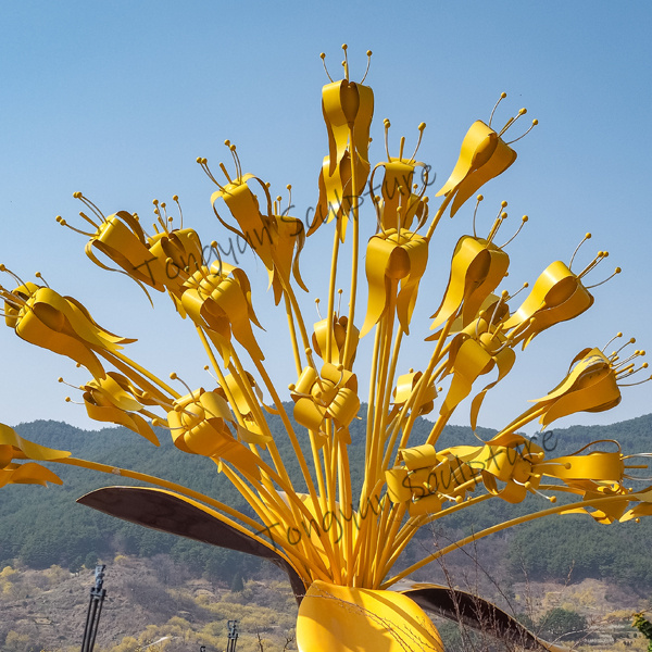 Modern Flower Large Outdoor Sunflower Stainless Steel Statue