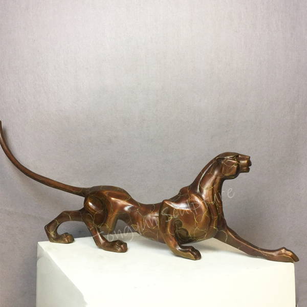 Wholesale Metal Sculpture Brass Leopard Bronze Ornament