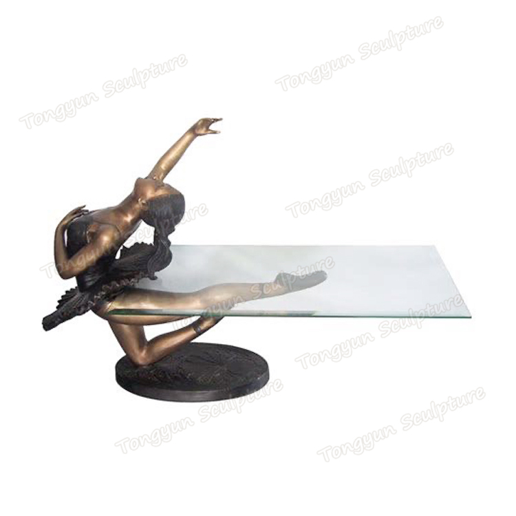 Customized New Arrival Metal Sculpture Home Bronze Ballerina Table Statue 