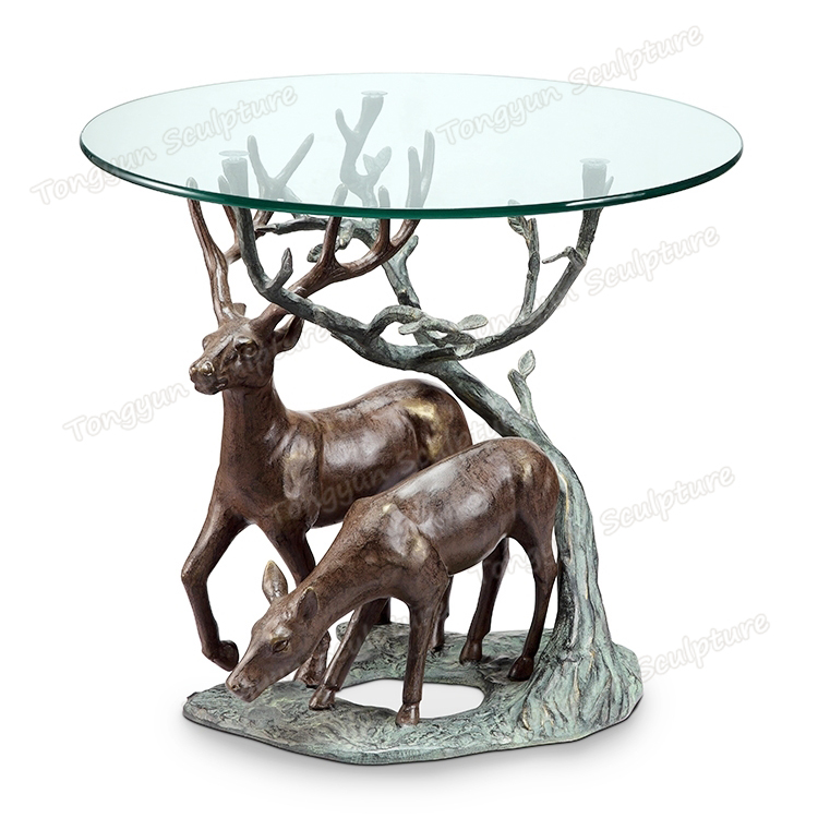 Large Indoor Casting Bronze Deer Coffee Table Home Decor Sculpture