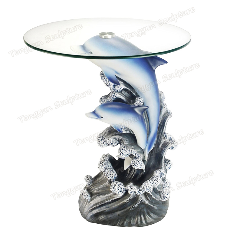 Home Decoration Sculpture Casting Bronze Dolphin Coffee Table Statue