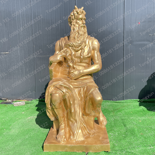 High Quality Outdoor Decoration Fiberglass Steel Life Size Moses Seated Statue For Park