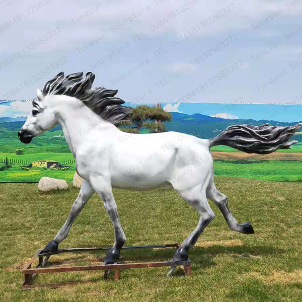 Custom Outdoor Garden Decoration Resin Animal Statue Life Size Fiberglass White Horse Statue Sculpture For Sale