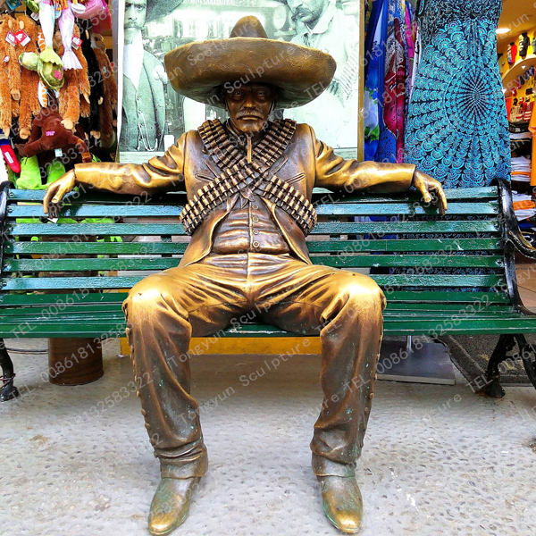 Most Popular Garden Decor Metal Bronze Sculpture Life Size Man Sitting In Chair Statue