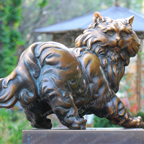 Large Size Outdoor Garden Decor Bronze Cat Garden Statue Sculpture