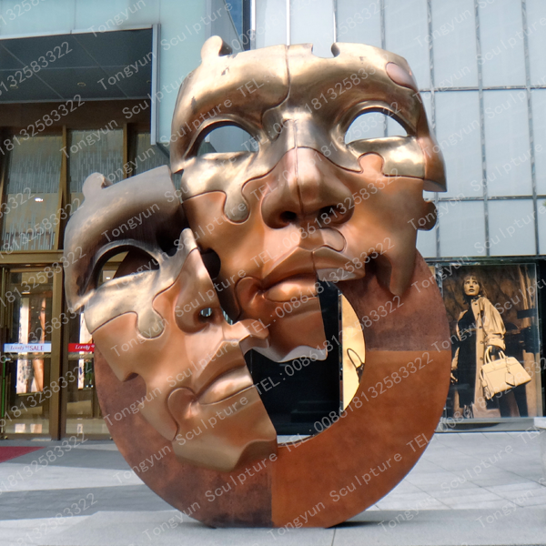 Large Size Modern Bronze Head Face Statue For Sale