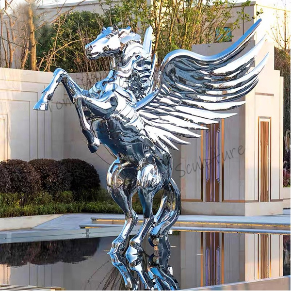 Polished Garden Sculpture Stainless Steel Horse Statue For City Decoration