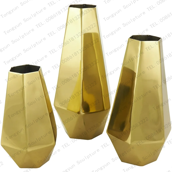 Luxury Indoor Home Decor Stainless Steel Flower Pot Gold Vases