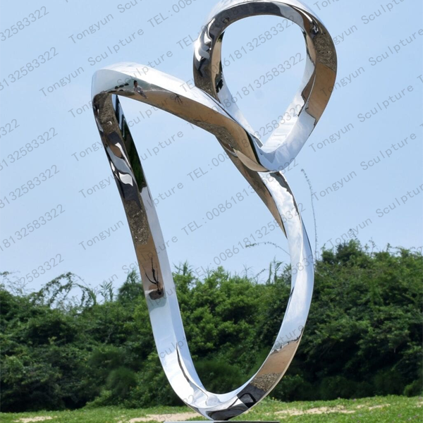 Contemporary Mirror Polished Stainless Steel Abstract Metal Art Sculpture Outdoor Garden Statue for Sa