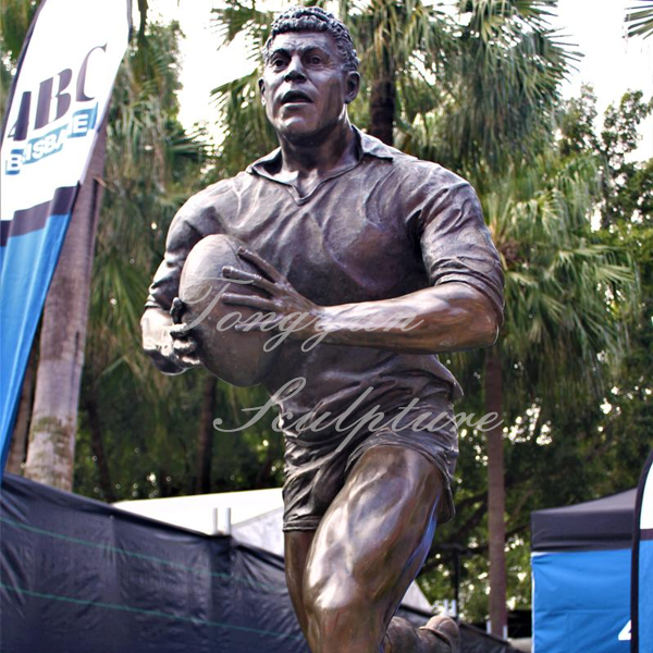 Bronze Sports Statue Rugby Player Outdoor Decor