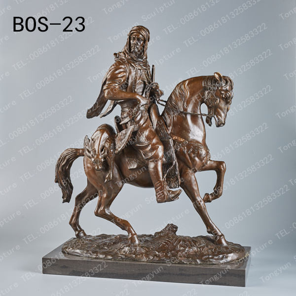 Bronze Knight on Horse Bronze Sculpture on Marble Base for Gift idea or Home Decor