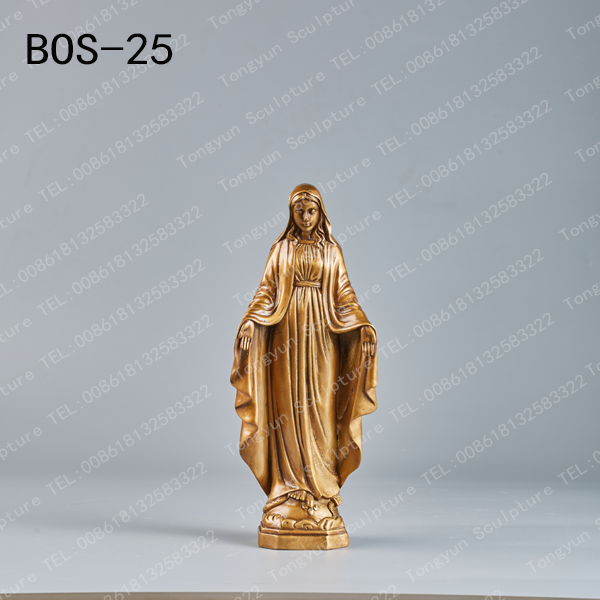 Gold Bronze Virgin Mary Statue, Brass Religious Our Lady Mary, Mother of God Sacred Christian Figurine Sculptures Art for Home Office Decor Gift