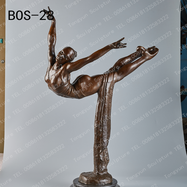 Home Decoration Bronze Gymnastics Ballet Dancer Art Nude Lady Statue Copper Sculpture with Marble Base