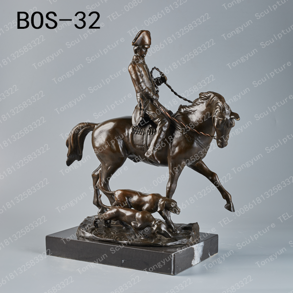 Wholesale Small Size Bronze Man Riding Horse Statue Ornament Home Decor