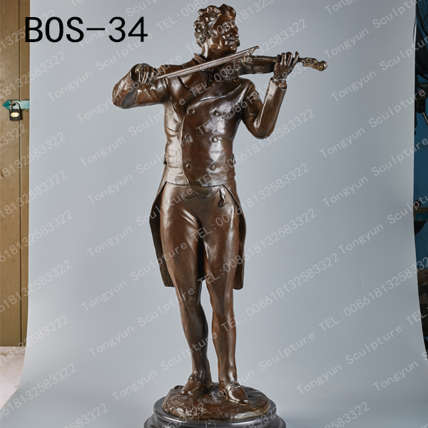 Copper Small Size Outdoor Metal Bronze Statues Brass Strauss Violin Statues