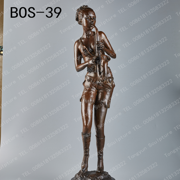 Ornament Art Decor Small Indoor Metal Bronze Jazz Musicians Figurines and Statues Playing Saxophone Sculpture for Sale