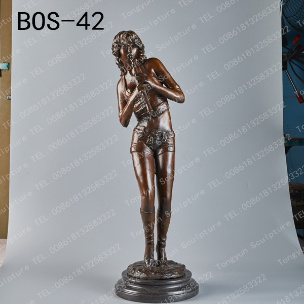 Ornament Art Decor Small Indoor Metal Bronze Musicians Figurines and Statues Playing Saxophone Sculpture for Sale