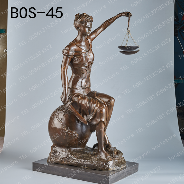 Bronze Lady Justice Sculpture Golden Goddess of Justice Statue Art Decor Wholesale