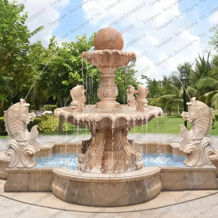 Marble Fish Water Garden Outdoor Fountain With Ball Sculpture.jpg Marble Fish Water Garden Outdoor Fountain With Ball Sculpture.jpg