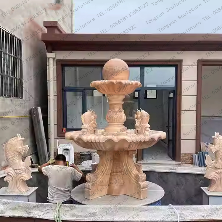 Marble Fish Water Garden Outdoor Fountain With Ball Sculpture.jpg Marble Fish Water Garden Outdoor Fountain With Ball Sculpture.jpg